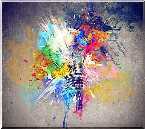 Painting of light bulb in bright colors