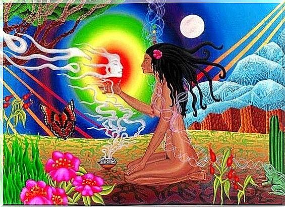 Colorful Image Of A Naked Woman In A Paradise Setting 