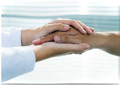 Hands together as an example of non-pharmacological interventions