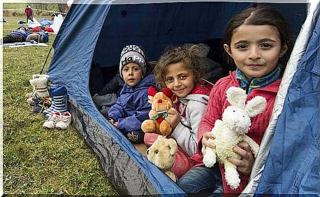 Refugee children in Tent