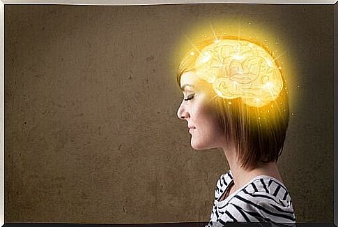 Woman with a luminous brain