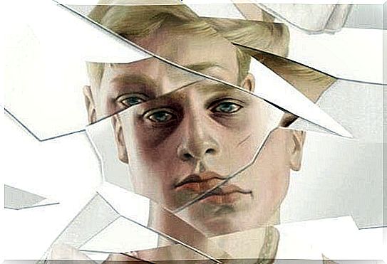 Broken shards showing a man's face, as an example of what suggestion can do